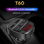 T60 Car MP3 Bluetooth Player Multifunction Wireless Hands-Free FM transmitter USB Charger